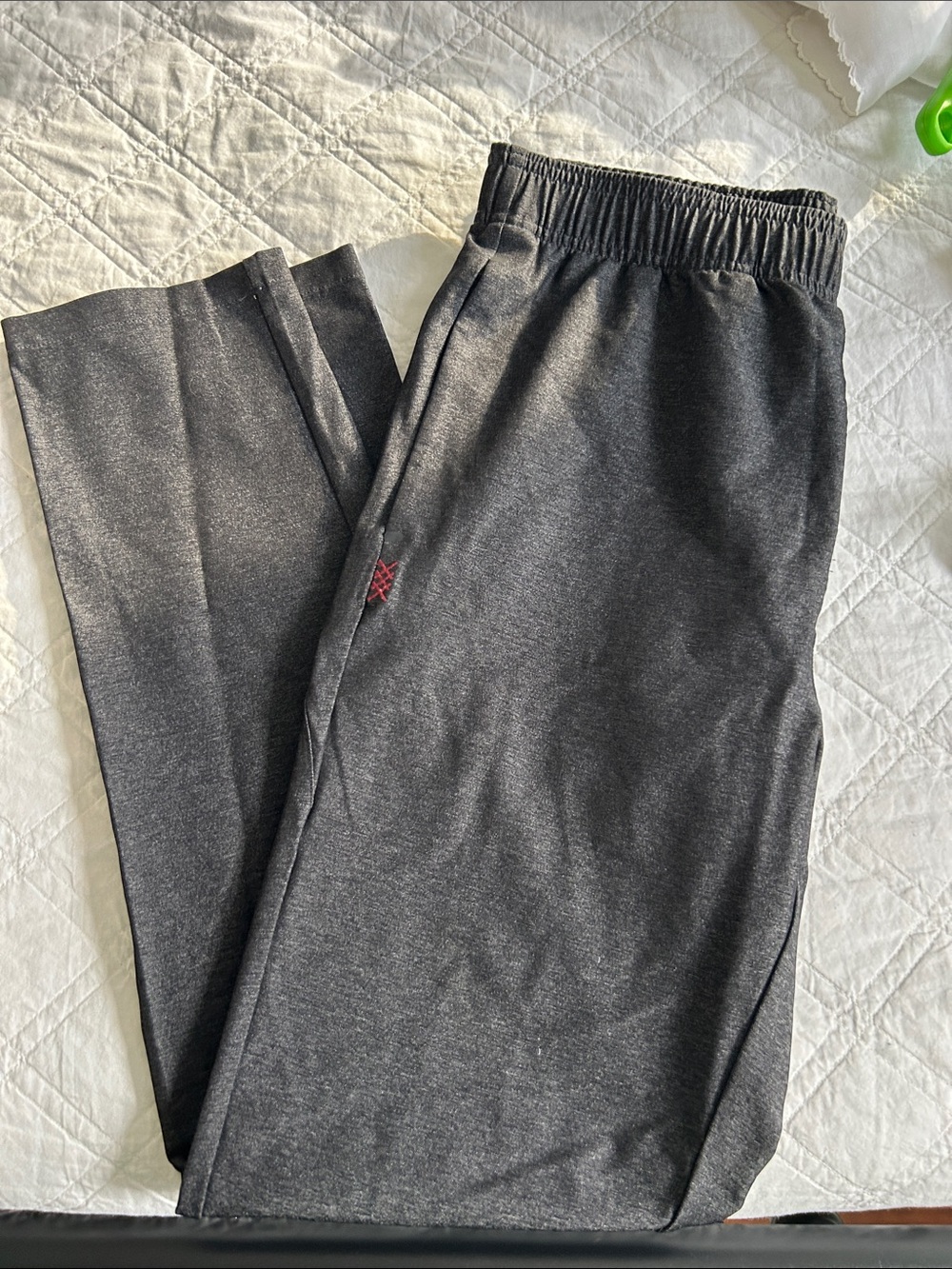 RHONE Women's Charcoal Gray Leggings with Subtle Red Stitch Accent